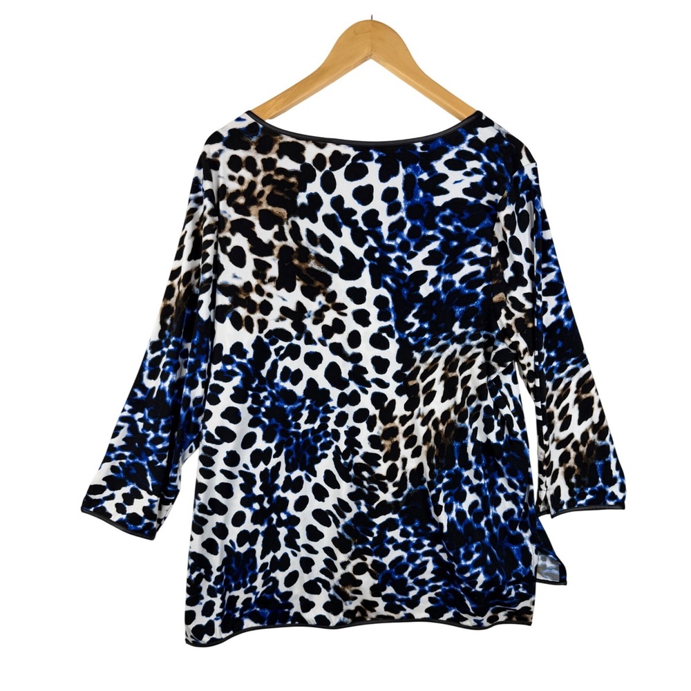 Calvin Klein Women's Leopard Print Blouse Size XL Blue - Picture 2 of 7